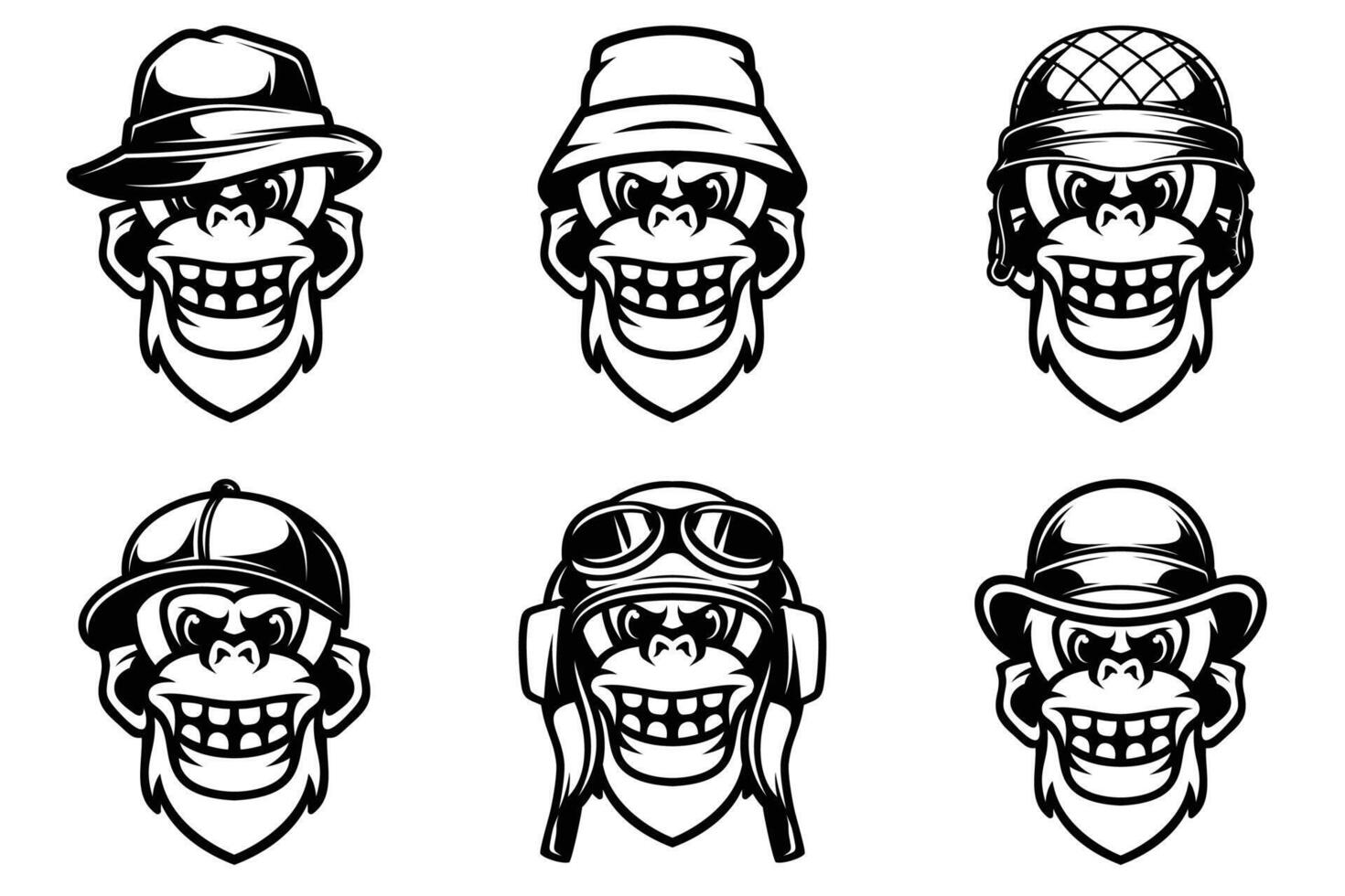 Yeti Head Outline Version Bundle vector