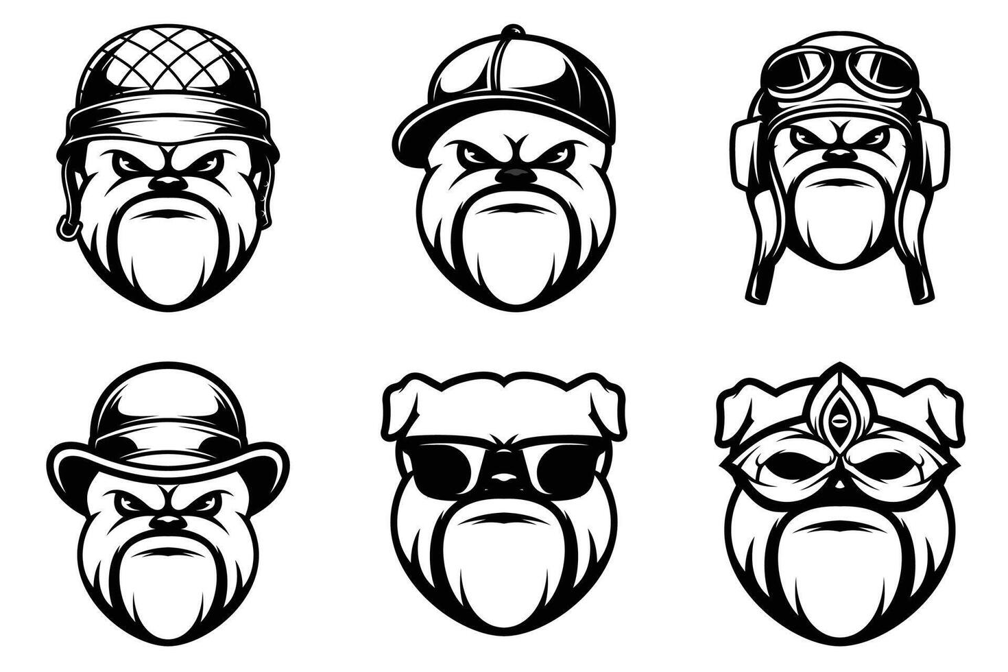 Bulldogs Head Outline Version Bundle vector