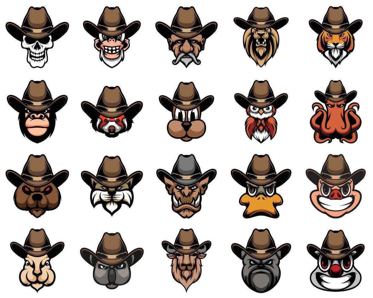 Cowboy Hat Mascot Design Bundle vector