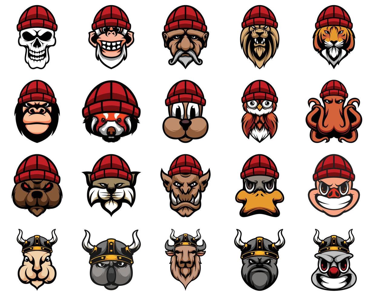 Beanie Hat Mascot Design Bundle vector