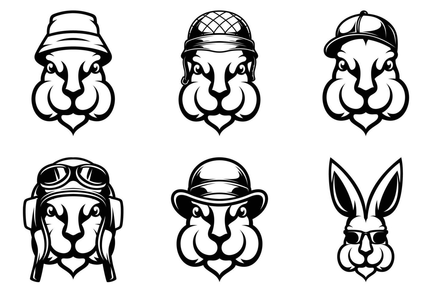 Rabbits Head Outline Version Bundle vector