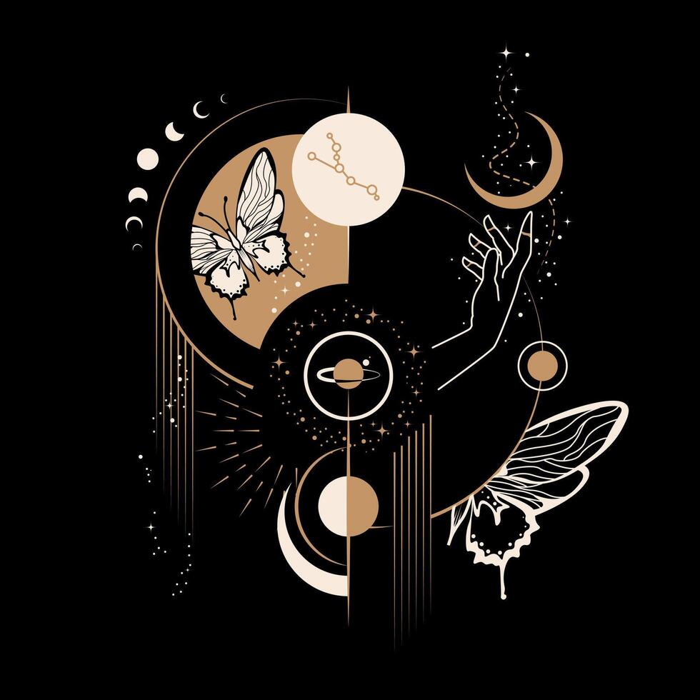 Magical Mystical and Esoteric Celestial Constellation Illustration vector