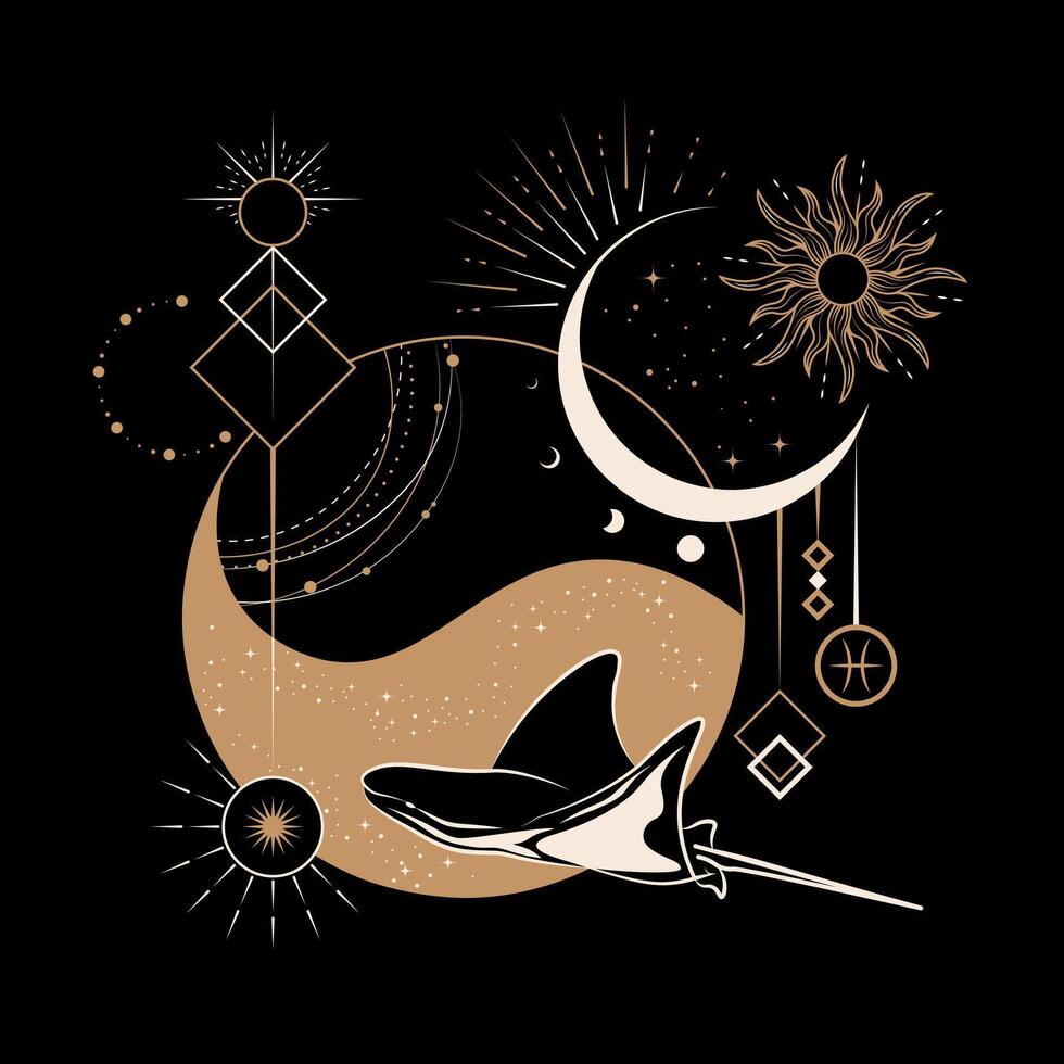 Magical Mystical and Esoteric Celestial Constellation Illustration vector