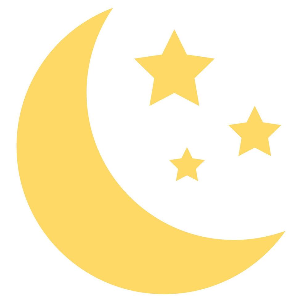 Moon and stars flat icon isolated on white background. vector