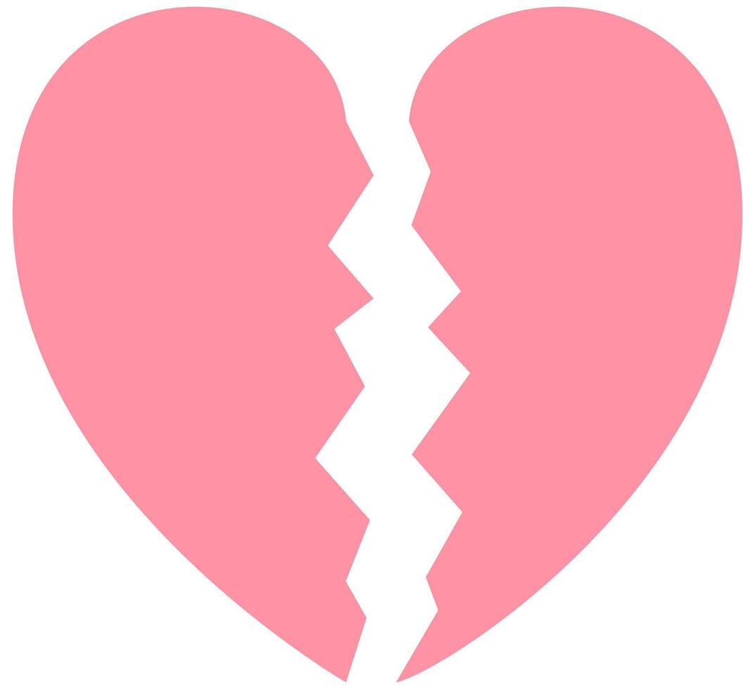 Broken heart flat icon isolated on white background. vector