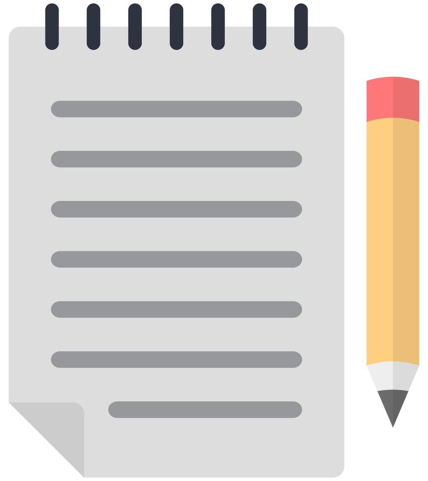 Paper with pencil flat icon isolated on white background. vector