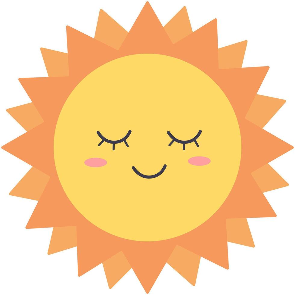 Adorable sun icon illustration isolated on white background. vector