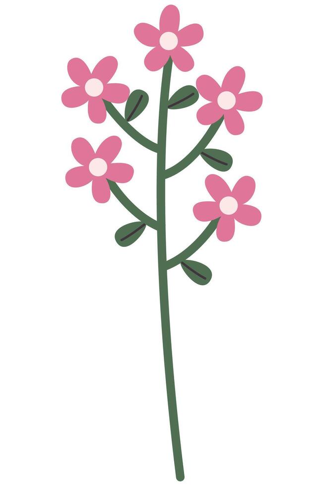 Cute flower illustration flat style isolated on white background. vector