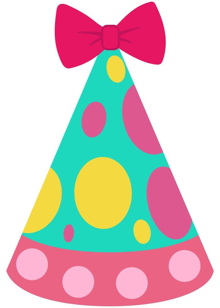 Cute birthday party hat illustration isolated on white background. vector