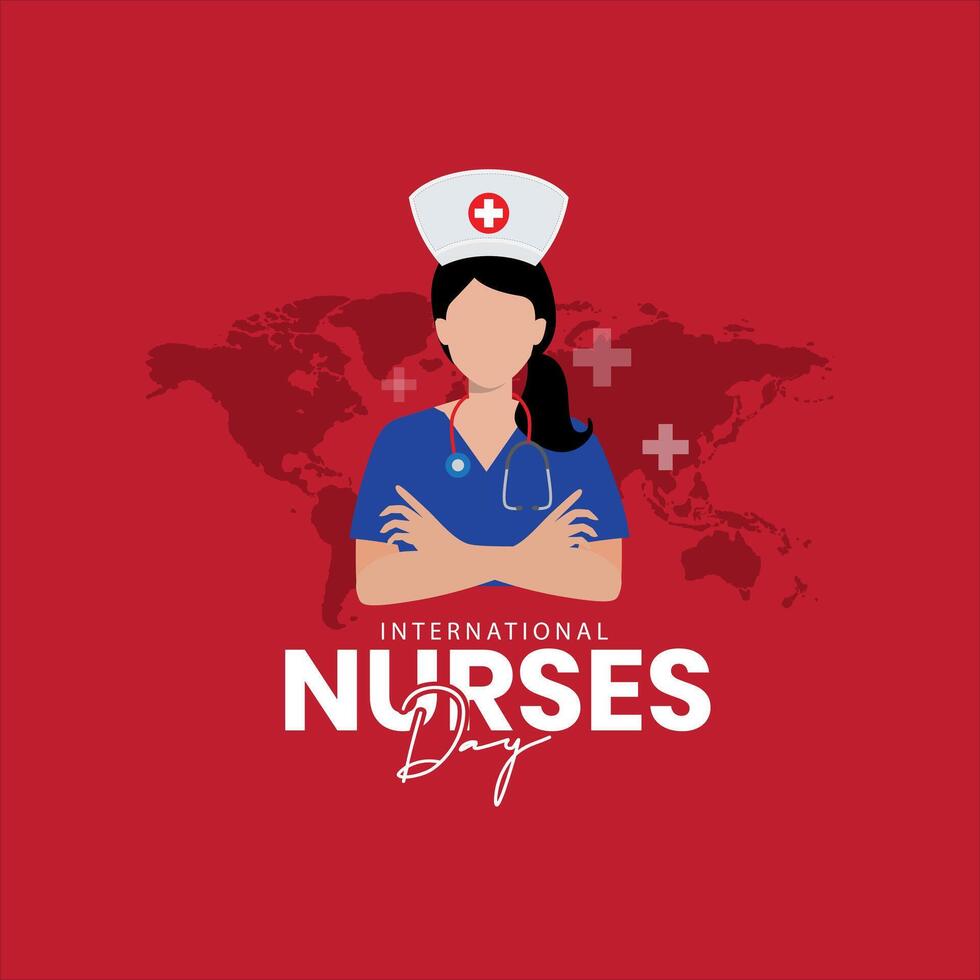 International Nurses Day . May 12th International Nurses Day thank you card. Thank you for your hard work, National Nurses Day is observed in United States on 6th May nurses make to society vector