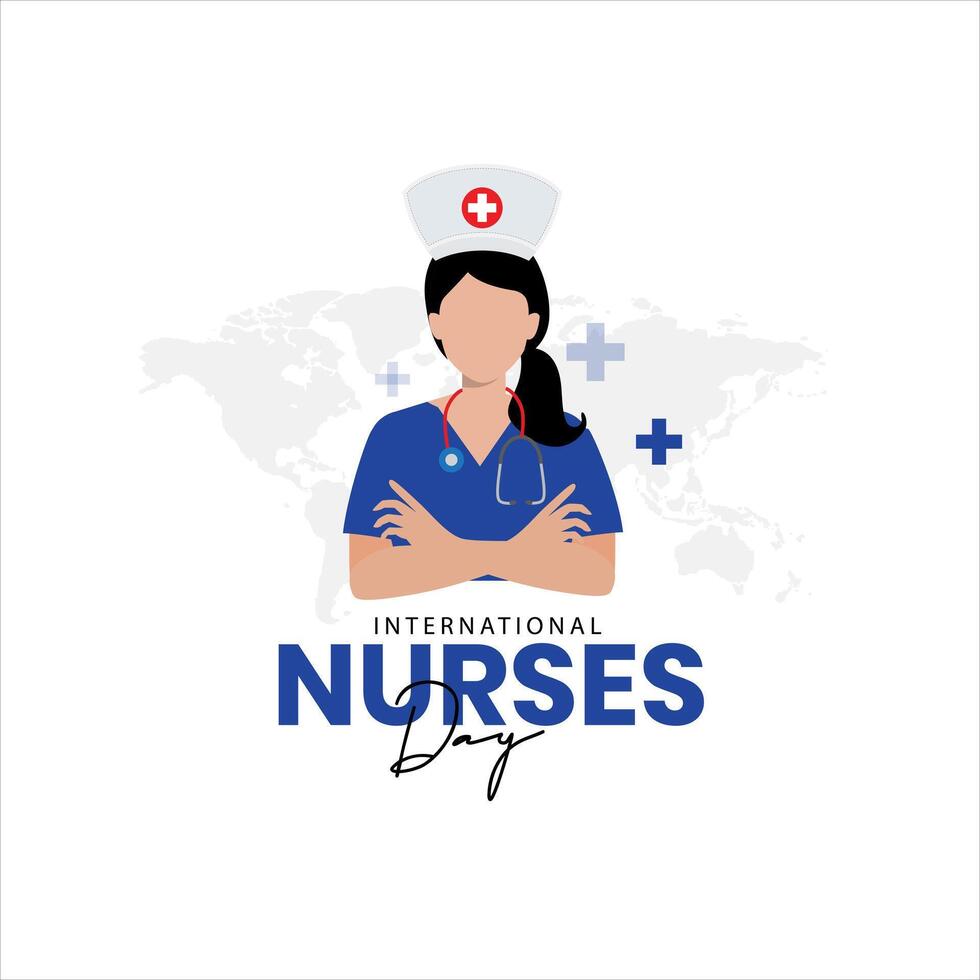 International Nurses Day . May 12th International Nurses Day thank you card. Thank you for your hard work, National Nurses Day is observed in United States on 6th May nurses make to society vector