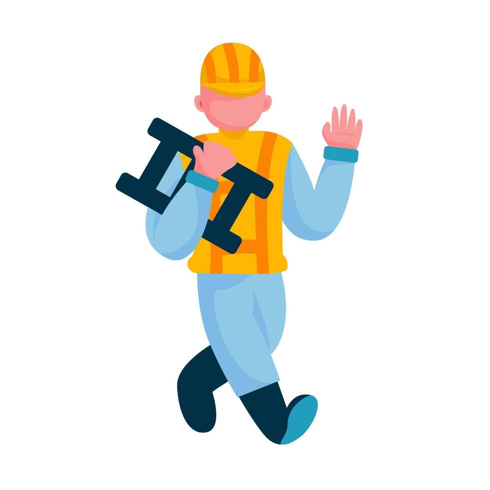 Construction worker character illustration sets vector