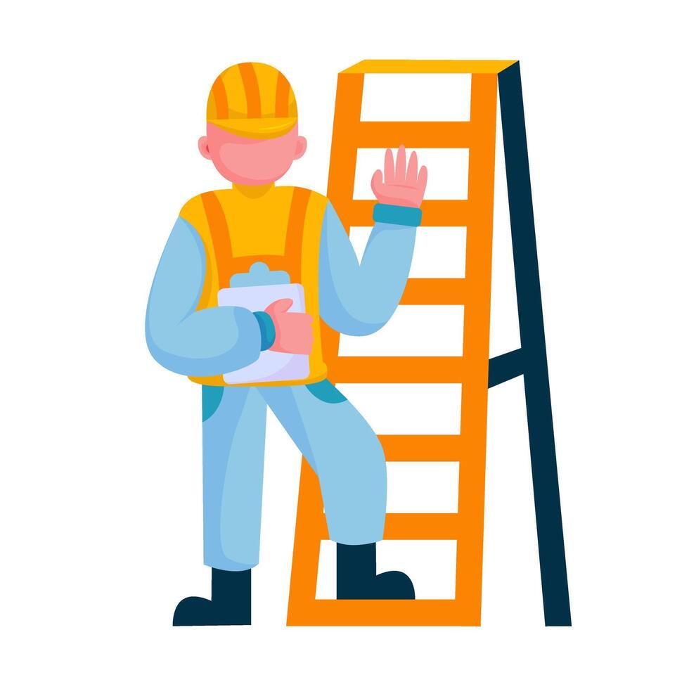 Construction worker character illustration sets vector