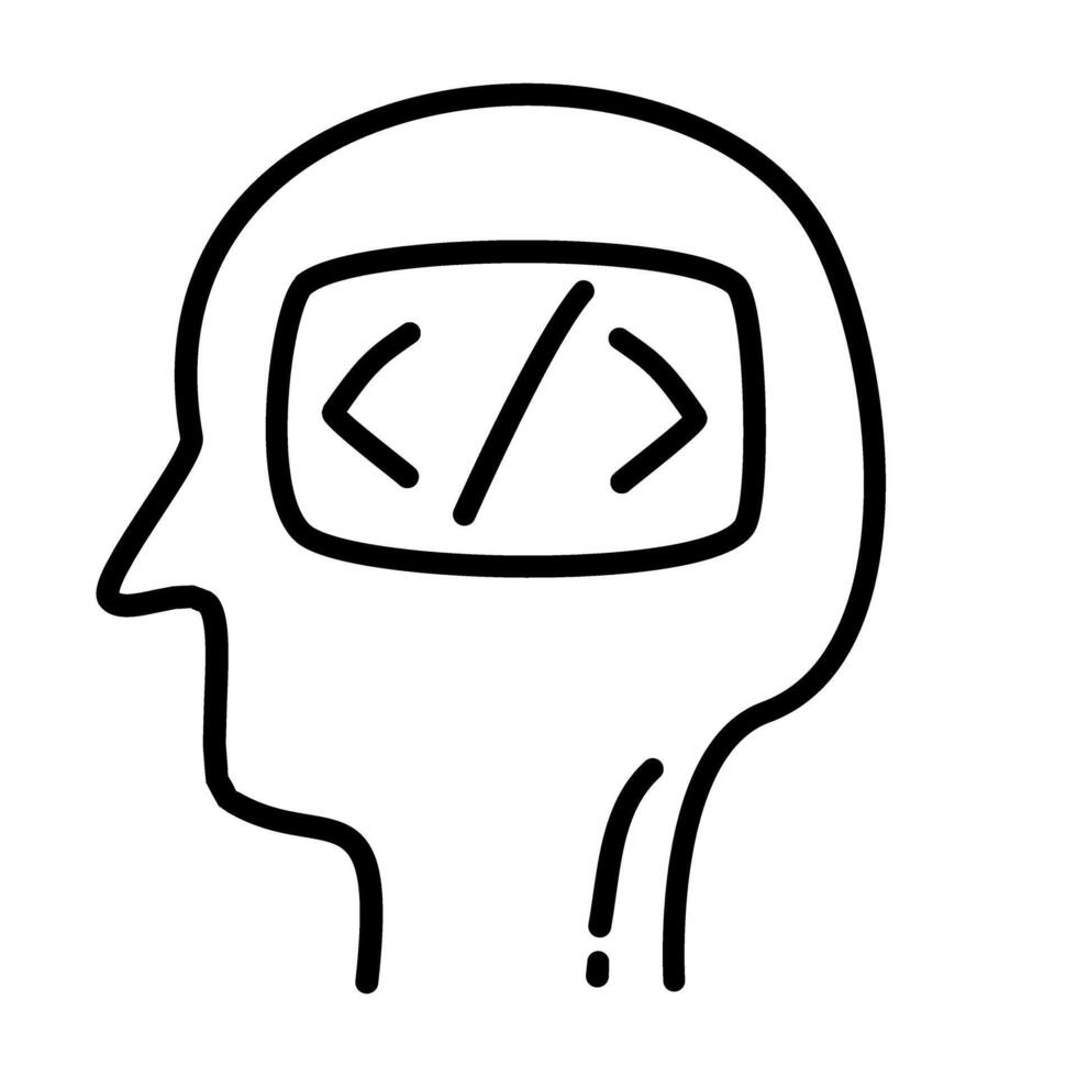 Artificial intelligence doodle icons vector