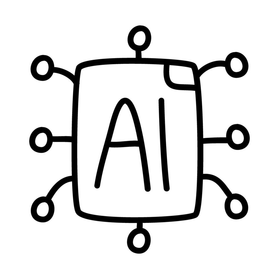 Artificial intelligence doodle icons vector