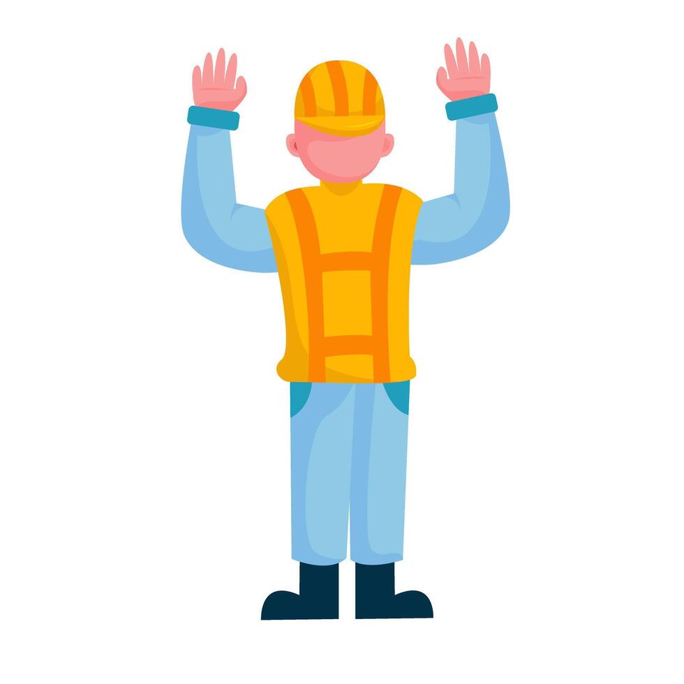 Construction worker character illustration sets vector