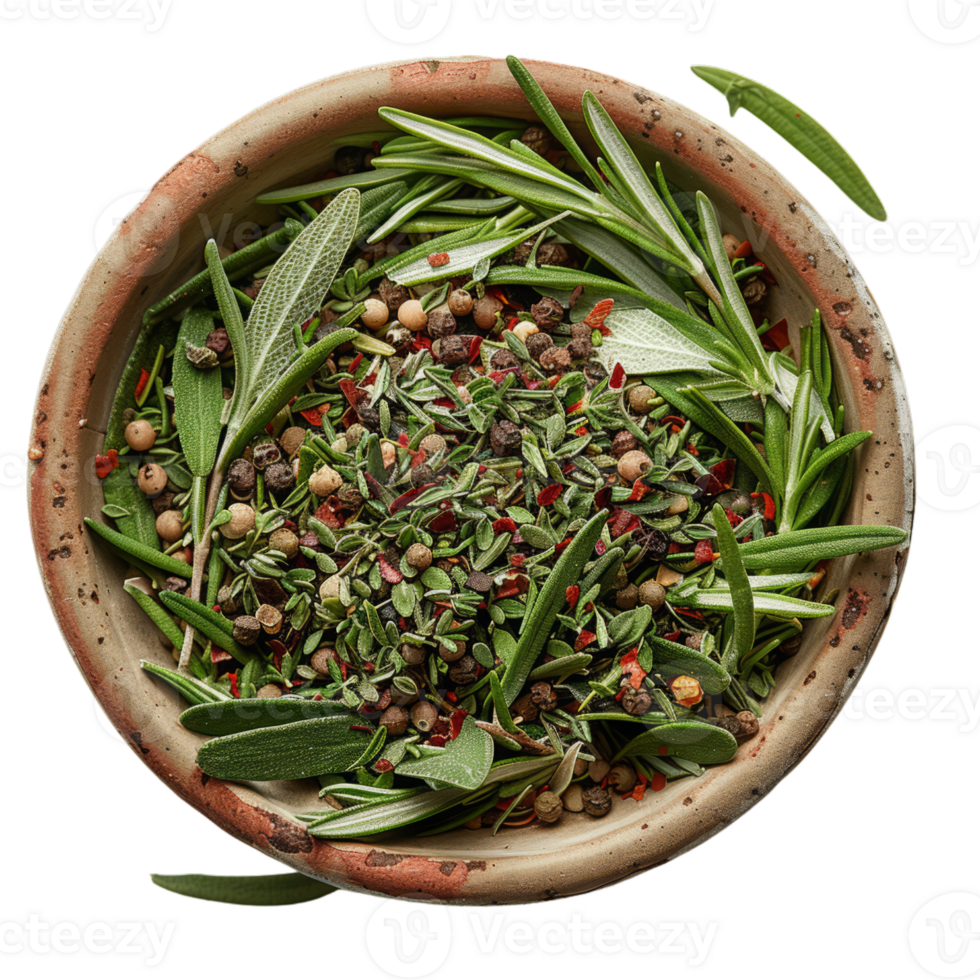 Fresh Herbs and Spices in a Bowl 44619484 PNG