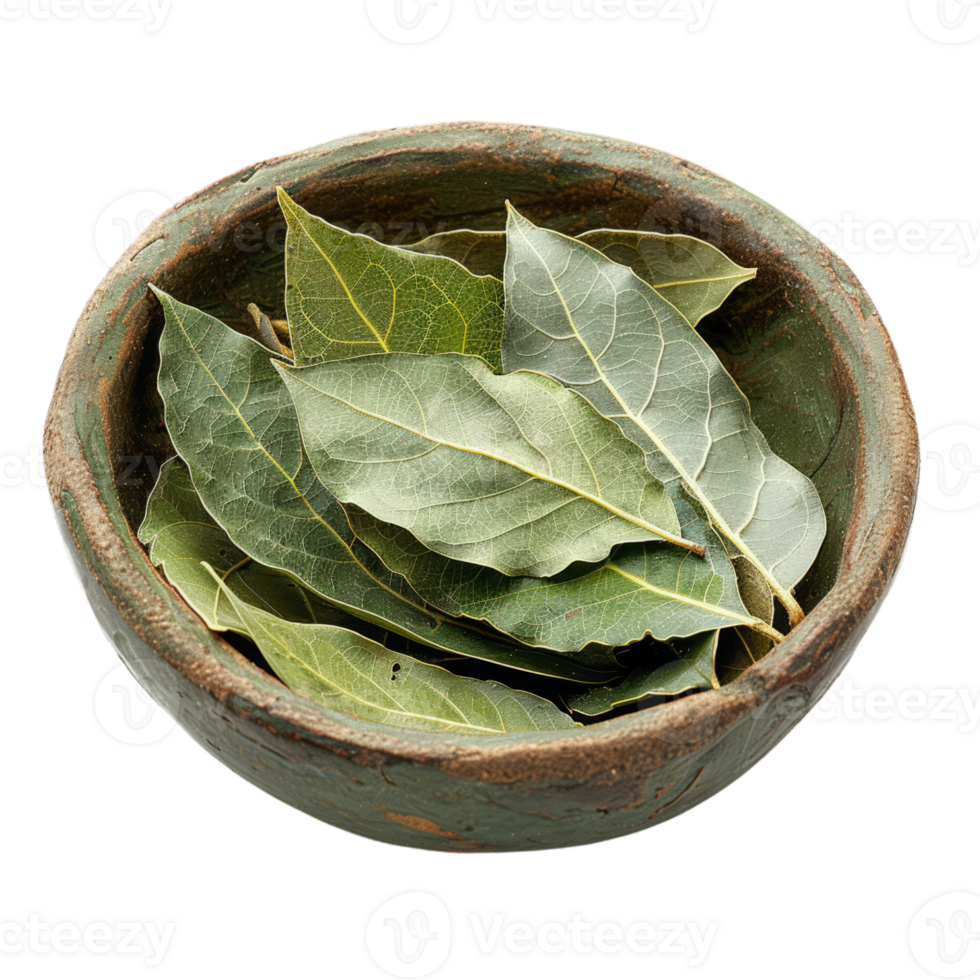 Bay Leaves in Rustic Bowl png