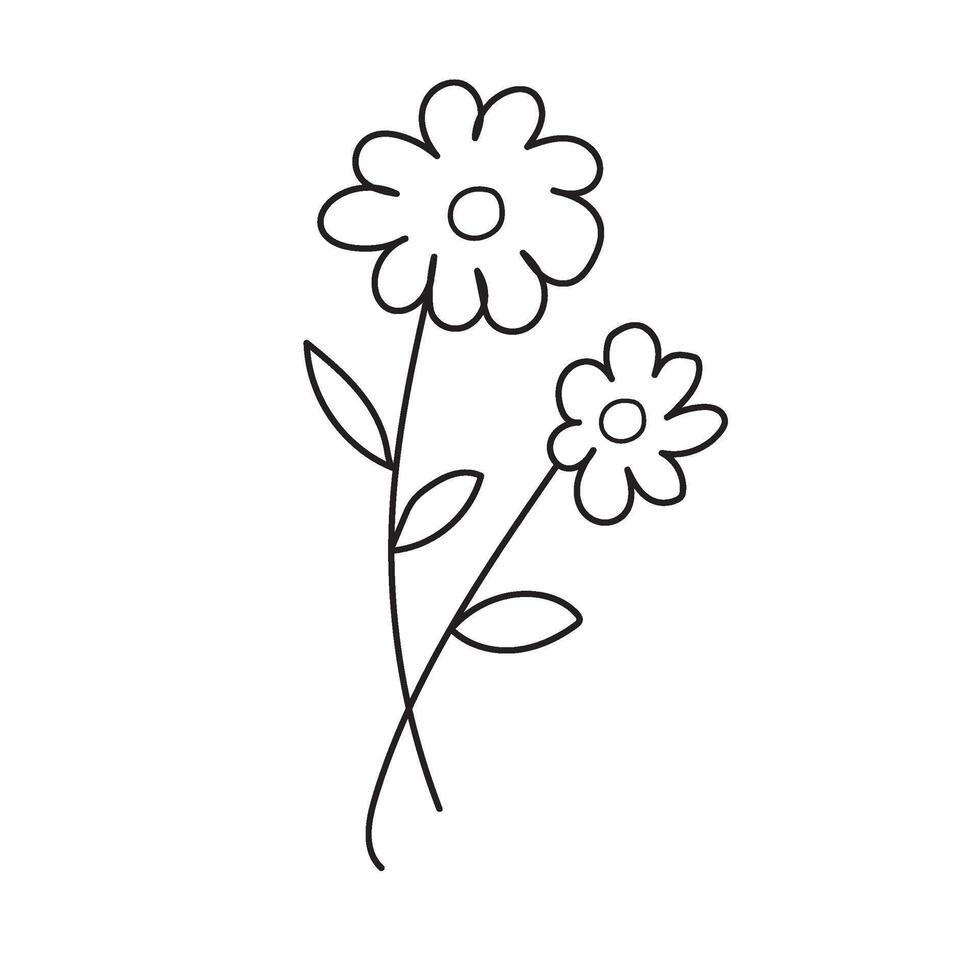 flores silvestres contorno ilustración vector