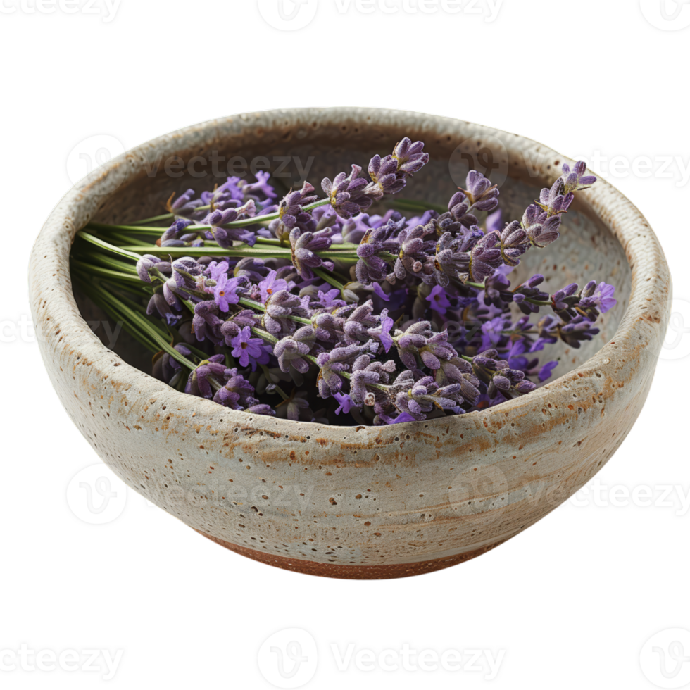 Ceramic Bowl with Fresh Lavender png