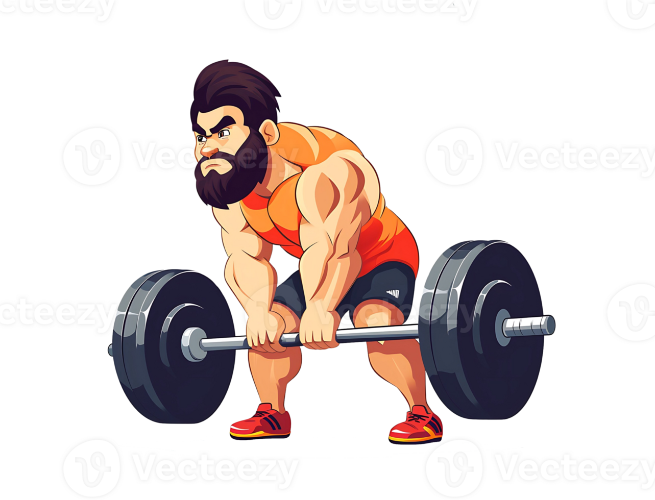 a man lifting a barbell on a transparent background png