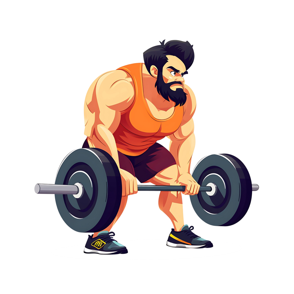 a man lifting a barbell on a transparent background png