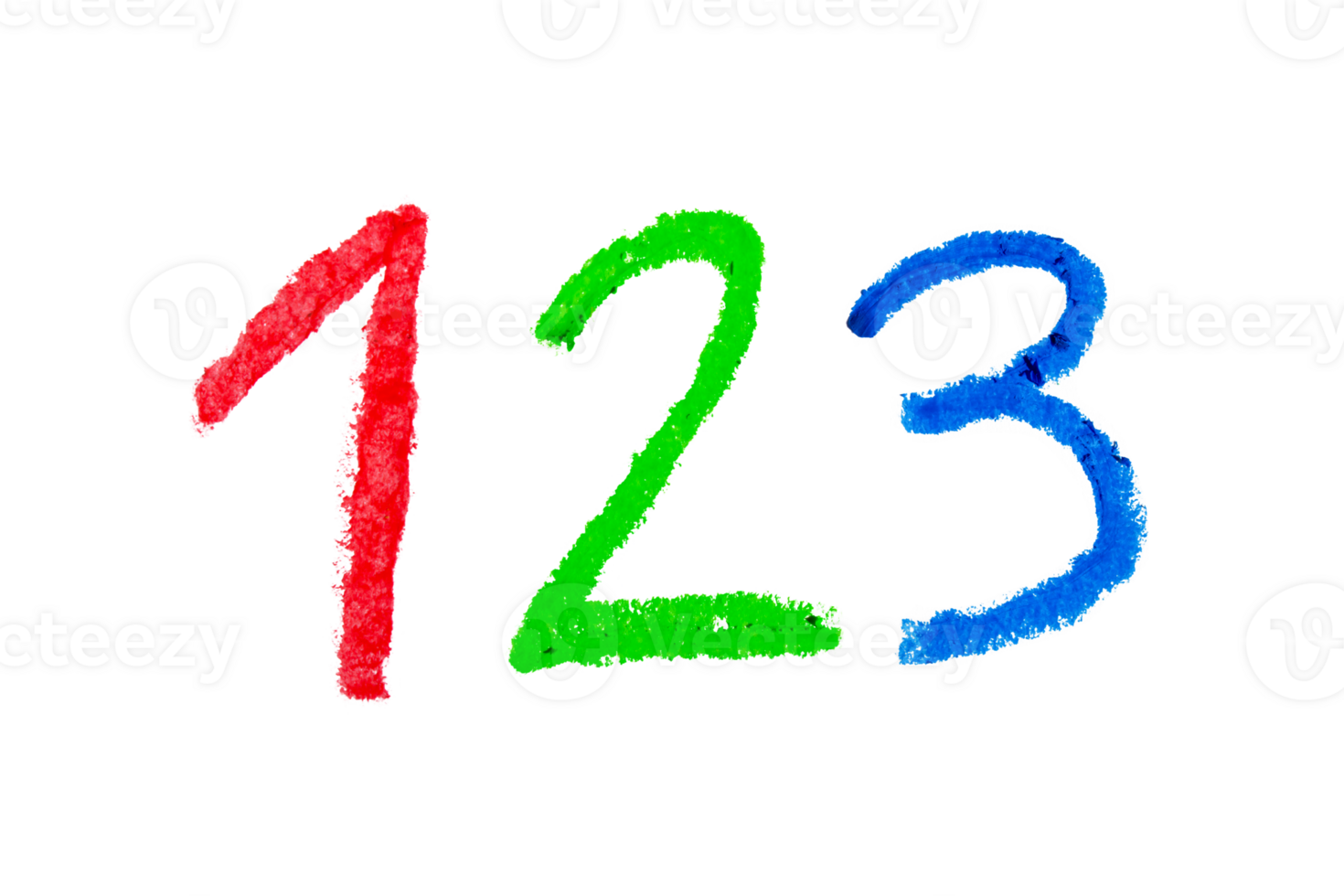 Hand drawn colorful number 1 2 3 isolated on transparent background png