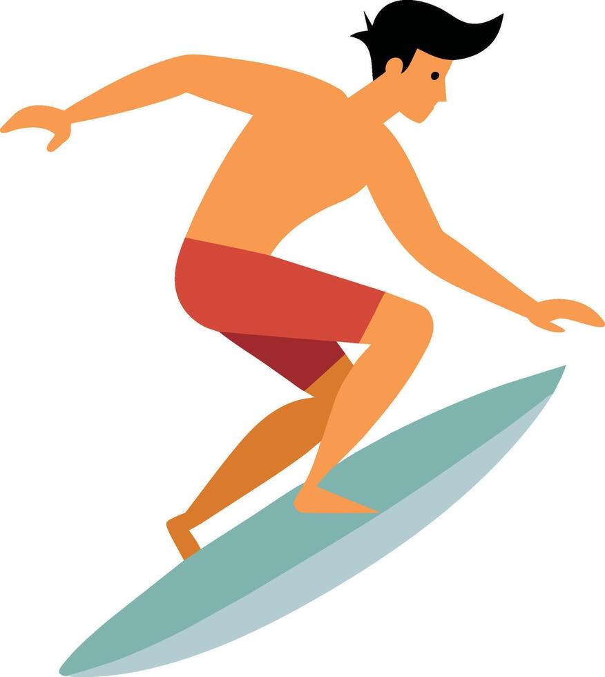 ilustración de un tablista en un tabla de surf en un blanco antecedentes vector