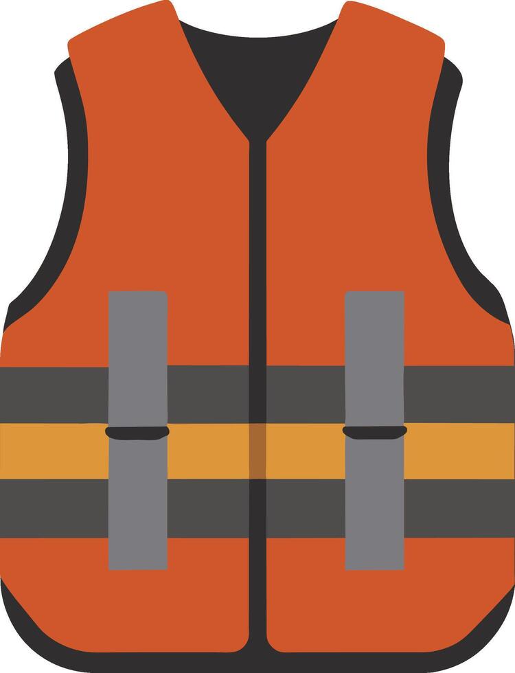 Life jacket, safety vest, orange and black, illustration vector