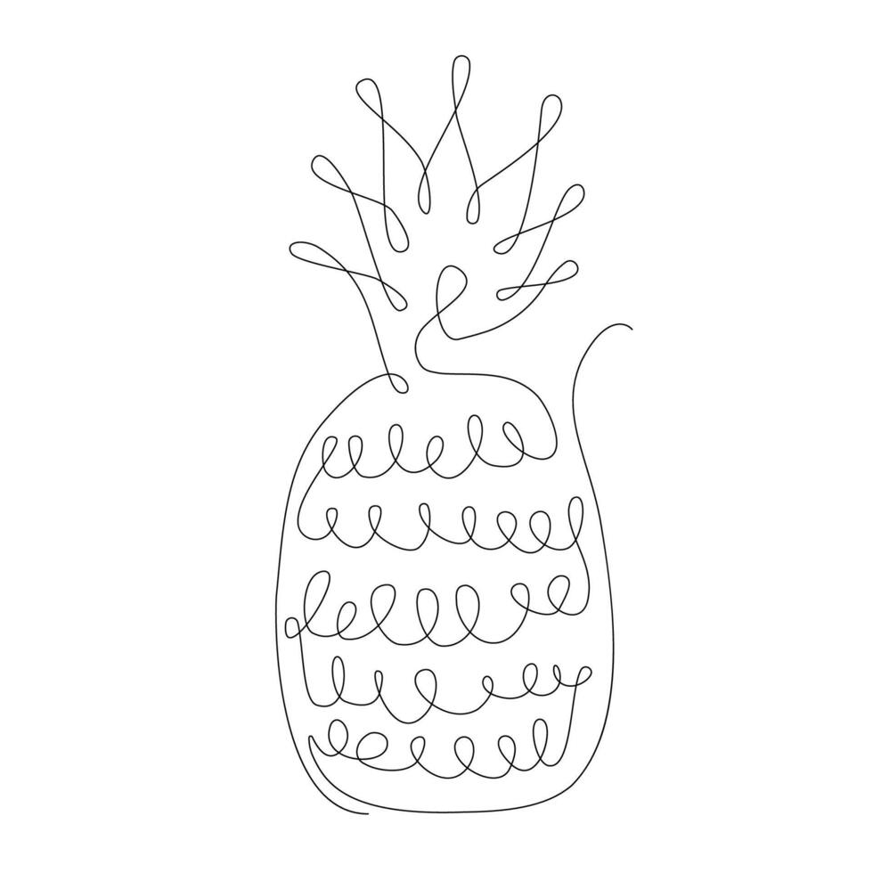 Pineapple in continuous line art drawing style. Pineapple minimalist black linear sketch isolated on white background. illustration vector