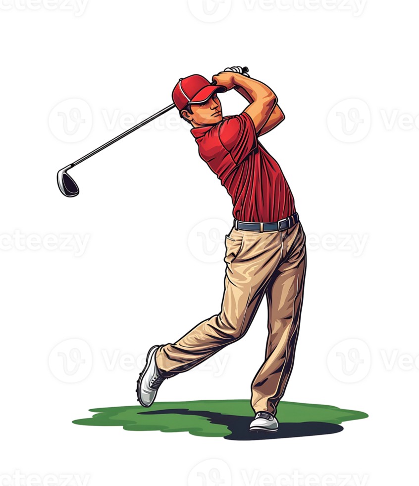 golf player illustration, on transparent background png