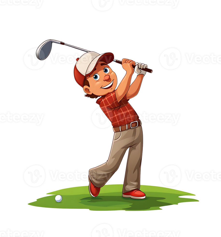 golf player illustration, on transparent background png