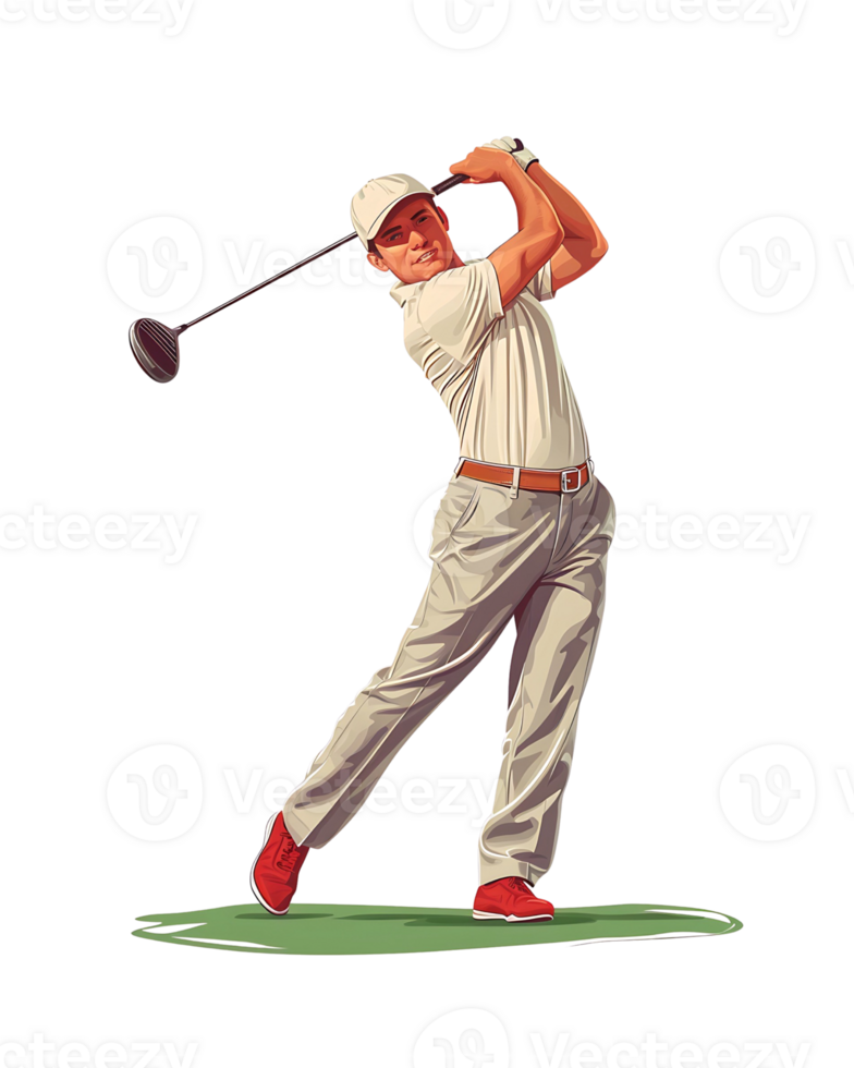 golf player illustration, on transparent background png