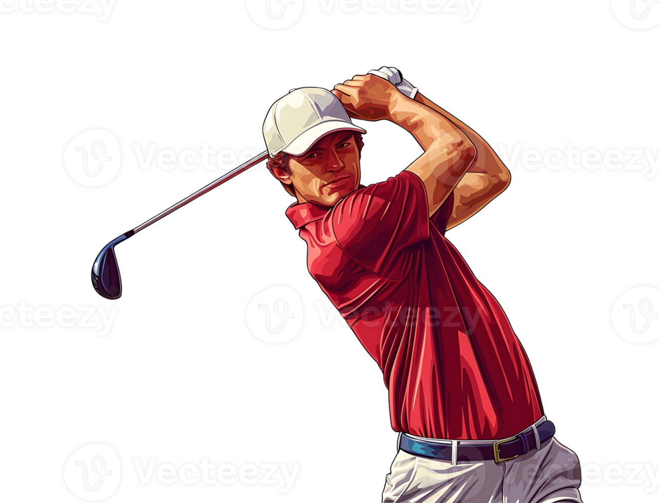 golf player illustration, on transparent background png