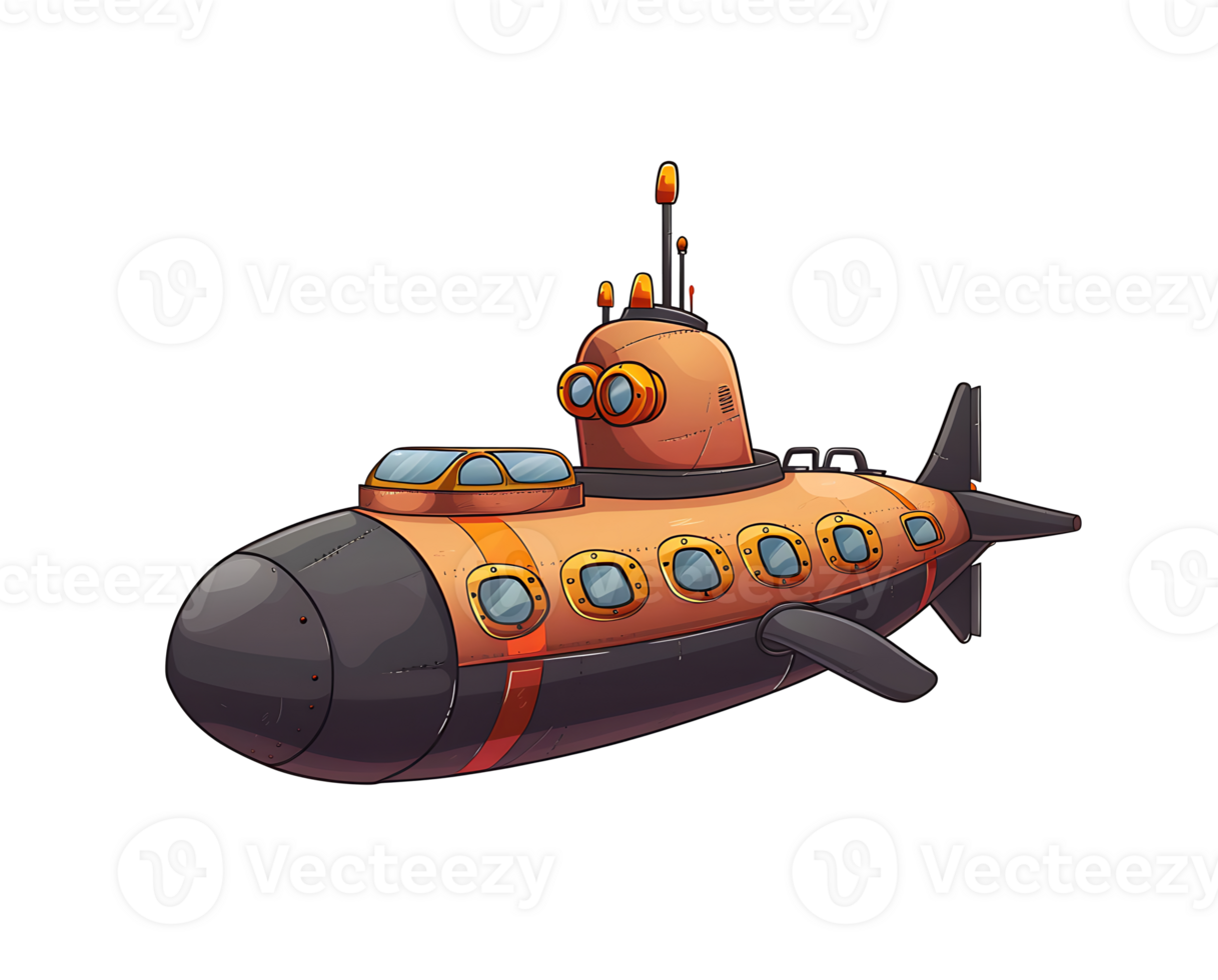 cartoon submarine on transparent background png