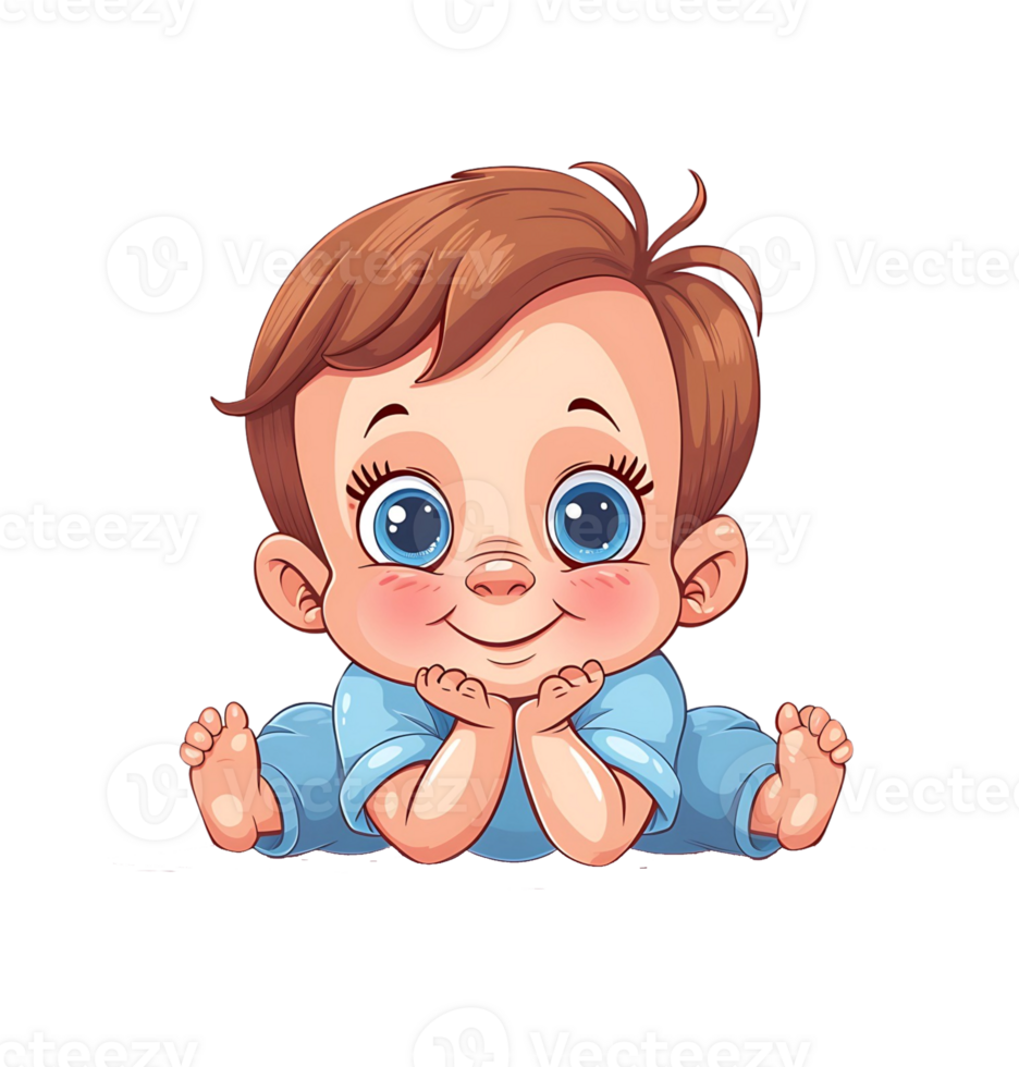 cartoon baby sitting on the floor, illustration isolated png