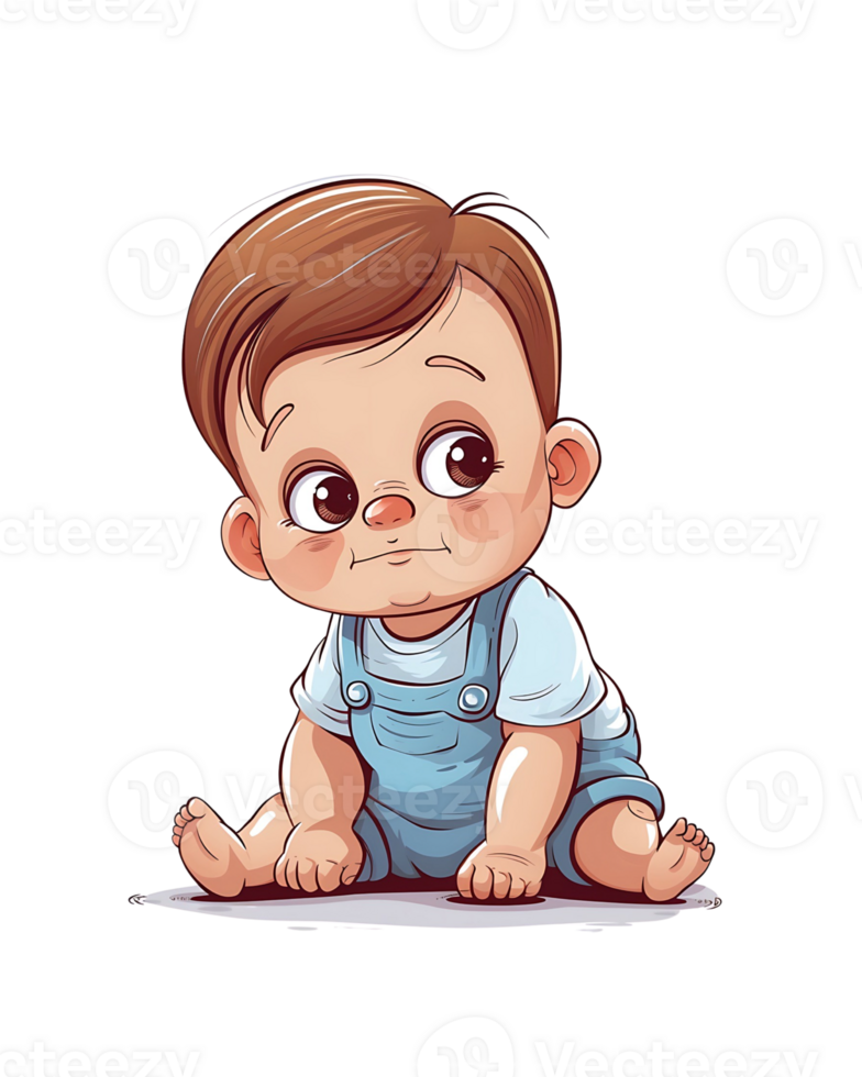 cartoon baby sitting on the floor, illustration isolated png