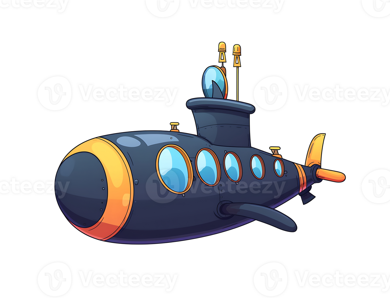 cartoon submarine on transparent background png