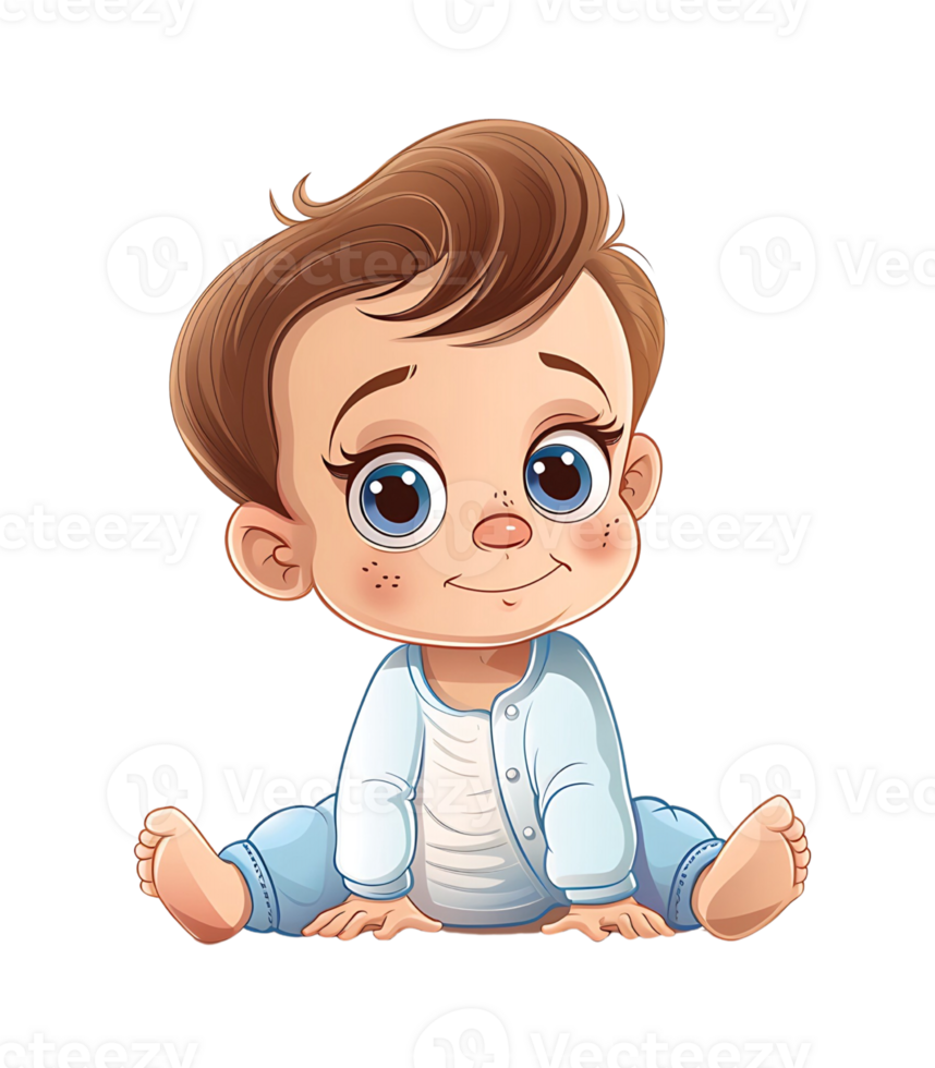 cartoon baby sitting on the floor, illustration isolated png