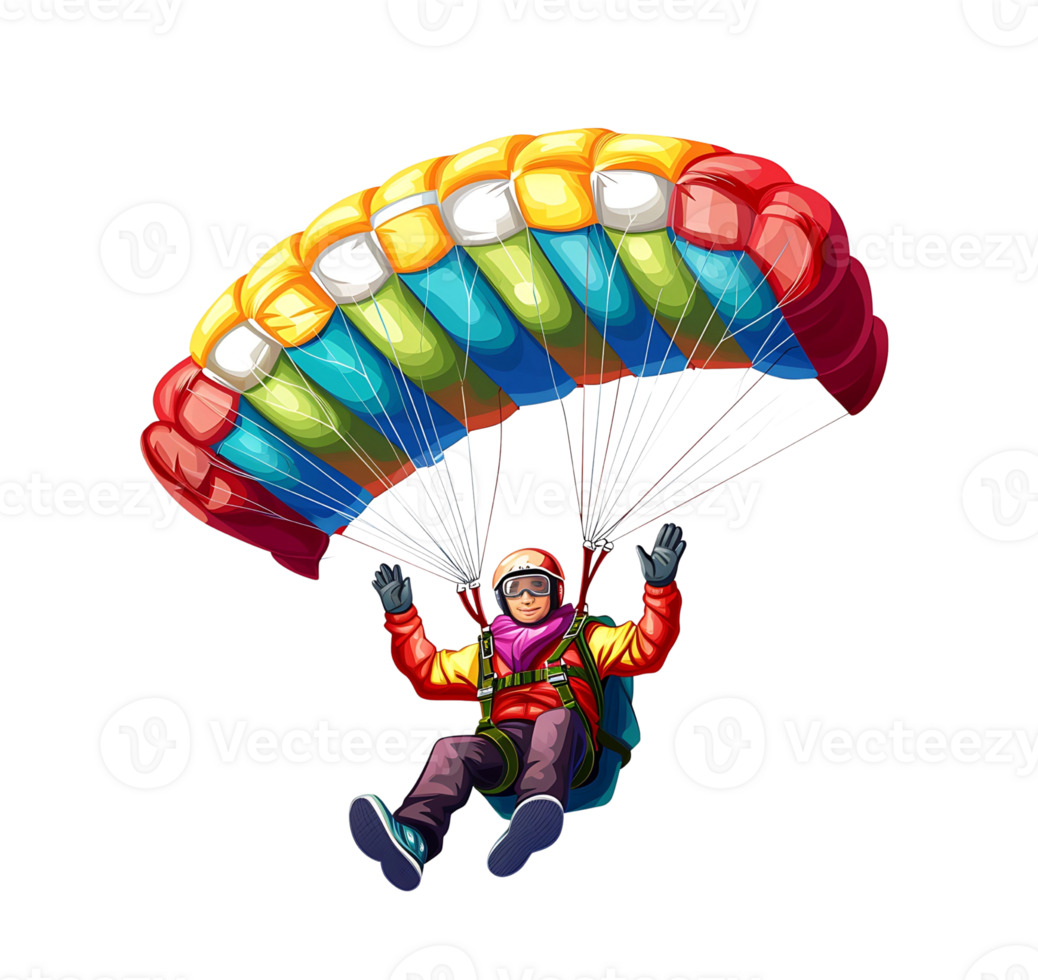 cartoon man with parachute on transparent background png