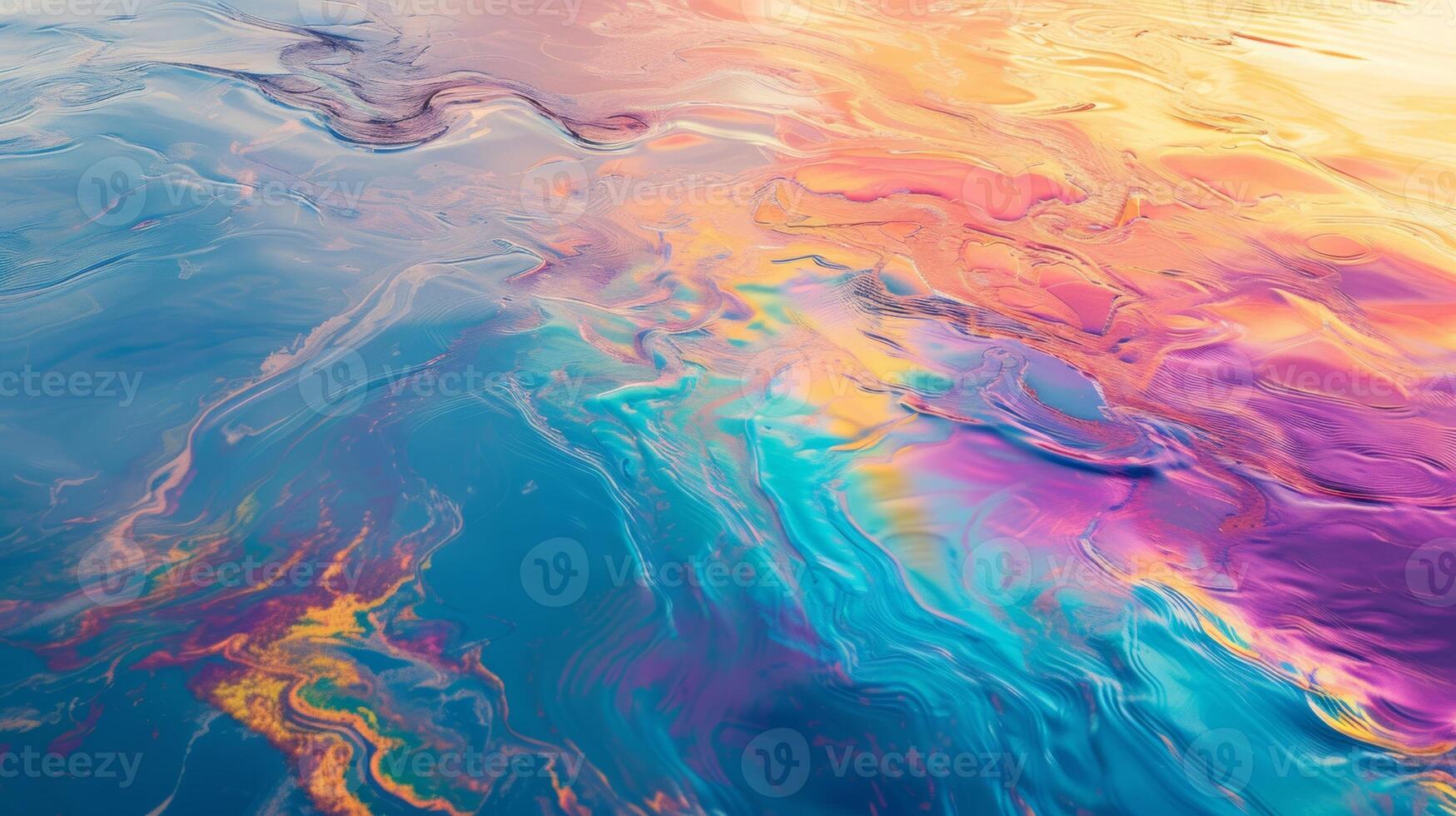 oil spill on ocean surface, rainbow sheen, environmental disaster photo