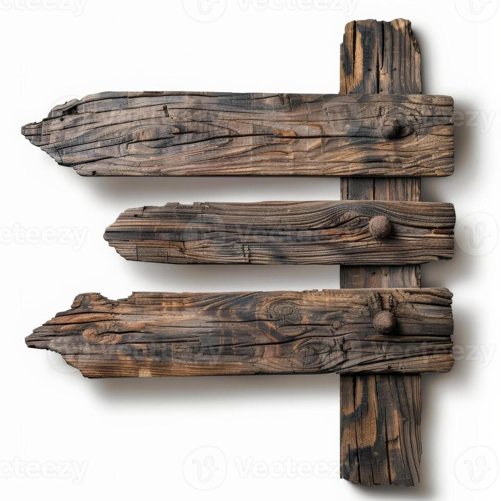 wooden sign isolated on white background photo