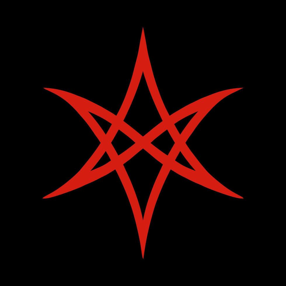 Unicursal Hexagram, Satanic Symbols, Medieval Occultism, Magic Stamps, Sigils, Mystical Knots, Devil's Cross. Sigil Lucifer Baphomet vector