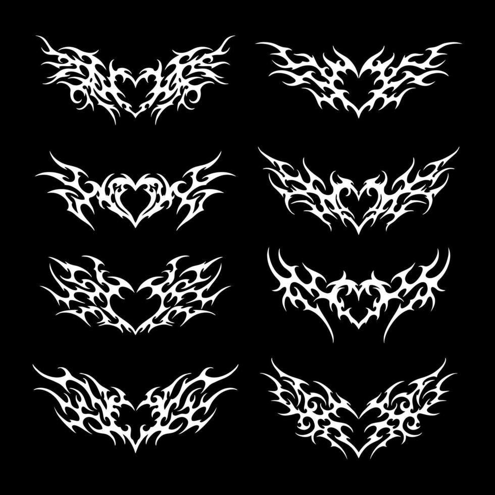 Heart tattoo design flames and fire heart and love symbols gothic tattoos and print vector