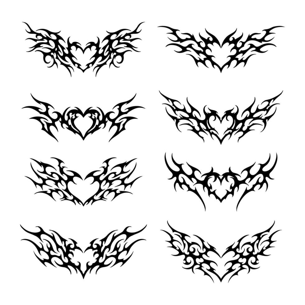 Heart tattoo design flames and fire heart and love symbols gothic tattoos and print vector