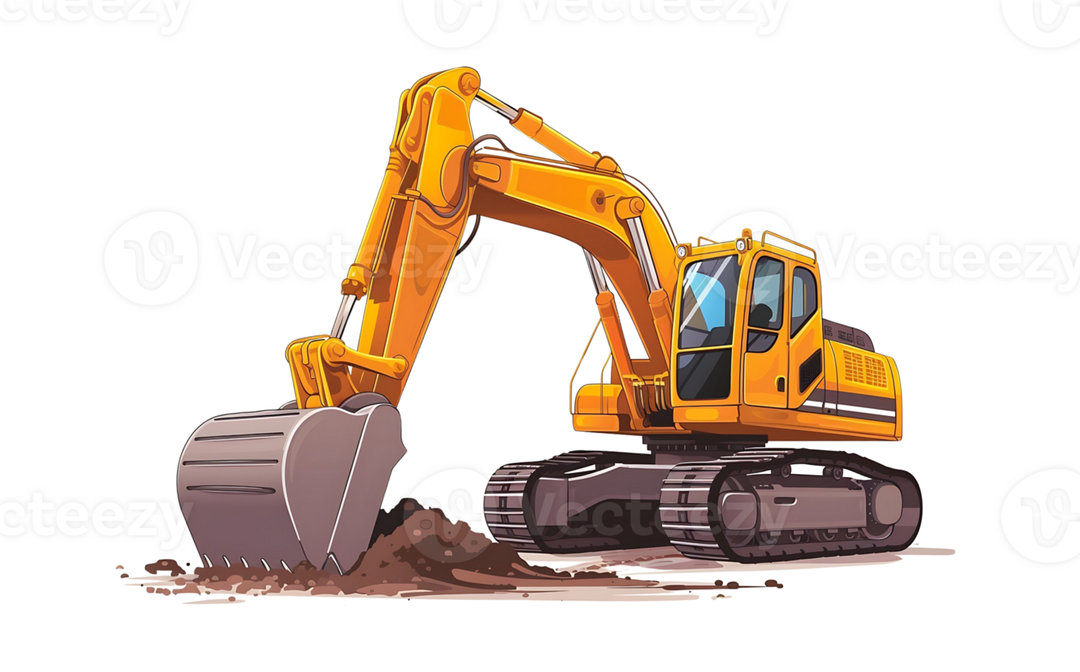 excavator digging in the ground, on transparent background png