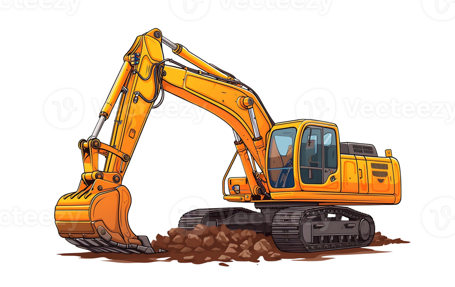 excavator digging in the ground, on transparent background png