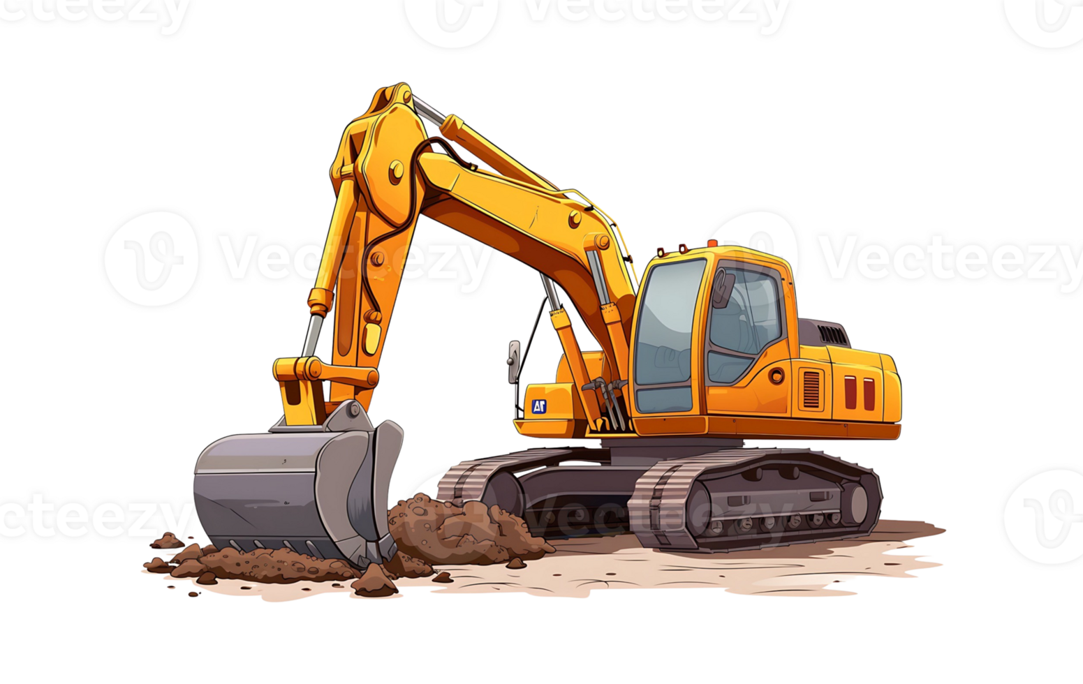 excavator digging in the ground, on transparent background png