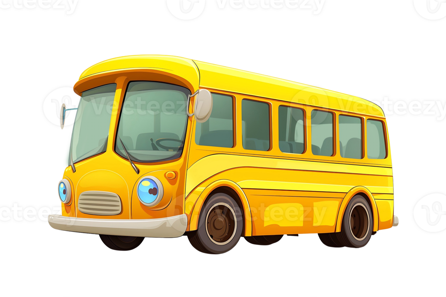 yellow school bus in cartoon style isolated png