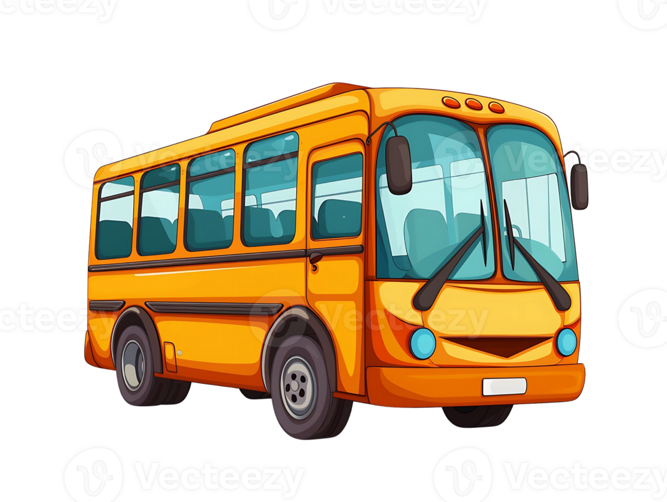 yellow school bus in cartoon style isolated png